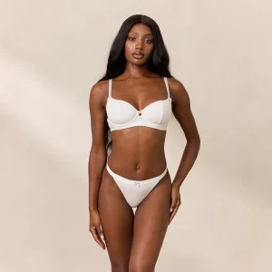 Rosebud Ribbed Balcony BH - Vit